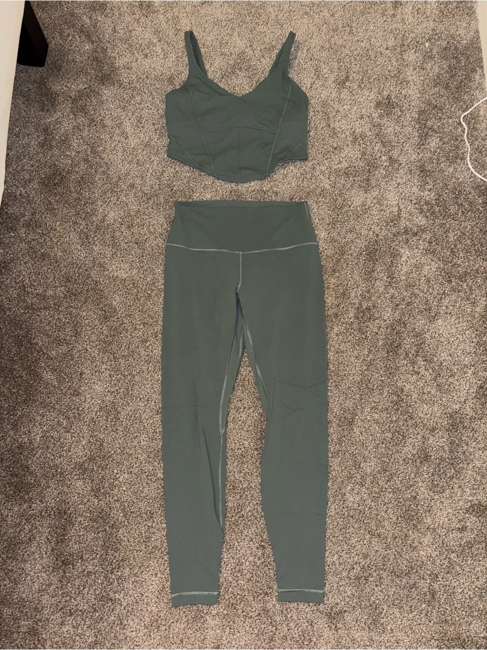 LULULEMON Olive Green Active Crop Top & Legging Set